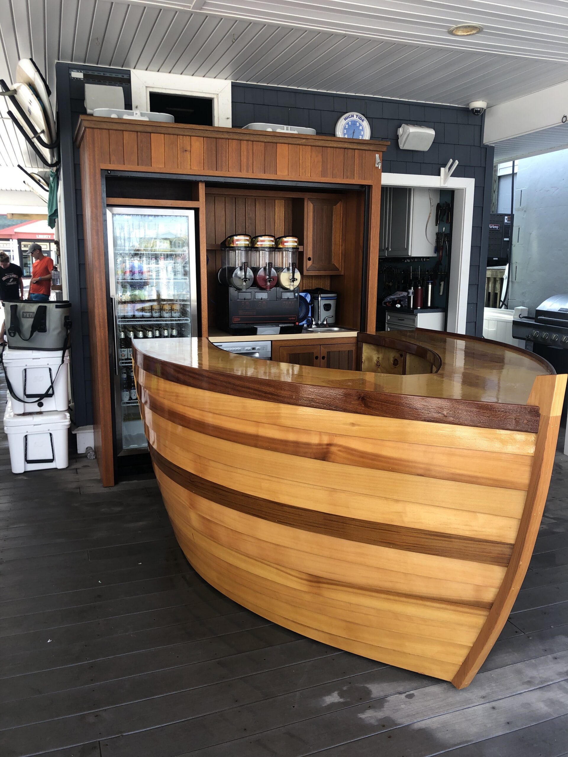 Boat bar set up on the Island Water Sports deck for a Private Park Night in Stone Harbor, NJ